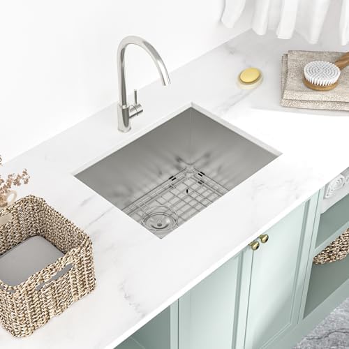 Mocoloo 21 Inch Laundry Sink - 21 x 18 Undermount Utility Sinks 16 Gauge Single Bowl Stainless Steel Utility Sink 12 Inch Deep Laundry Room Sinks Under Counter Seamless Handmade Basin - Image 2