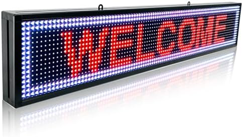 P10 Programmable Scrolling Led Sign Outdoor Signs For Businesse Custom Message Board Digita Display Advertising Screen Bar Word Light Wifi Control High Brightness Neon Sign 39"X8" by HIJHSAIL