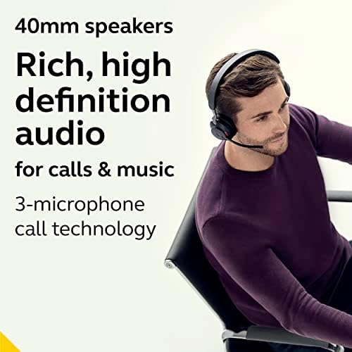 Jabra Evolve2 65 UC Wireless Headphones with Link380a, Stereo, Black – Wireless Bluetooth Headset for Calls and Music, 37 Hours of Battery Life, Passive Noise Cancelling Headphones - Image 4