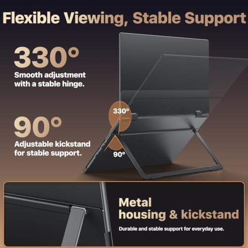 kksmart Portable Monitor for Laptop MacBook Surface PC Xbox PS5, Travel Monitor Second Screen for Laptop, HDMI USB-C VESA Compatible Built-in Speaker, 15.6in - Image 5