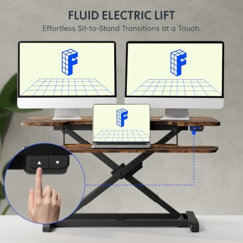 FLEXISPOT 36" Electric Standing Desk Converter, Rustic Color - Image 3