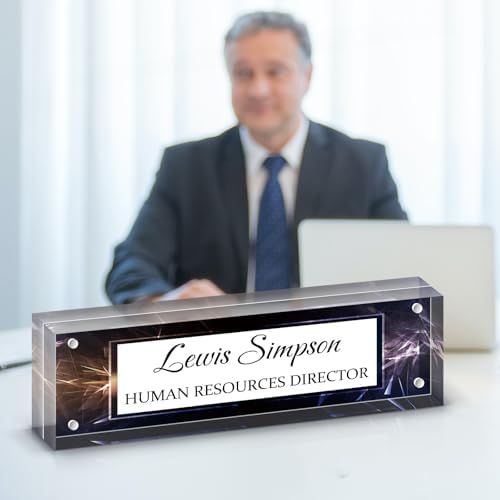 Desk Name Plate Personalized, Desk Double sided pattern Name Plate Personalized Office Desk Decor for Women and Men, Teacher Nurse Boss Employee Appreciation Gifts (black, fixed pattern) by Unknown