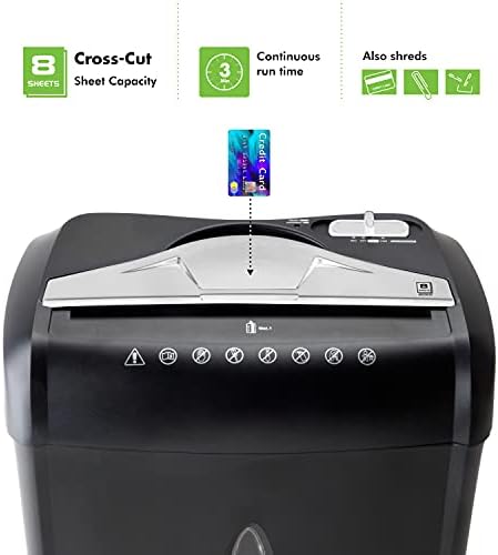 Aurora High Security Paper and Credit Card Shredder with 3.7-Gallon Wastebasket, 8-Sheet Cross-Cut with Basket - Image 2
