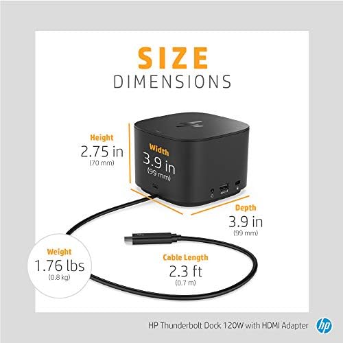 HP Thunderbolt Dock 120W with HDMI Adapter, Universal USB-C Docking Station, One Cable, Multiple Connections, with a Single USB-C™ Cable Connection to Any Brand Laptop (6HP48AA#ABL) - Image 3