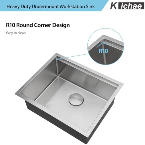 Kichae 23 Undermount Kitchen Sink Stainless Steel 16 Gauge Workstation - Image 7