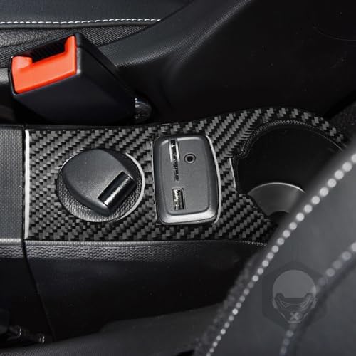 Car Center Console Power Outlet USB Port Water Cup Holder Panel Sticker Real 3K Black Carbon Fiber Trim Compatible with Benz Smart 2016 2017 2018 2019 2020 2021 Auto Interior Accessories - Image 3