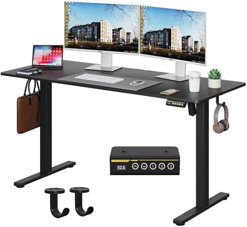 55 x 24 Inch Electric Standing Desk, 3 Memory Presets, Black - Image 2
