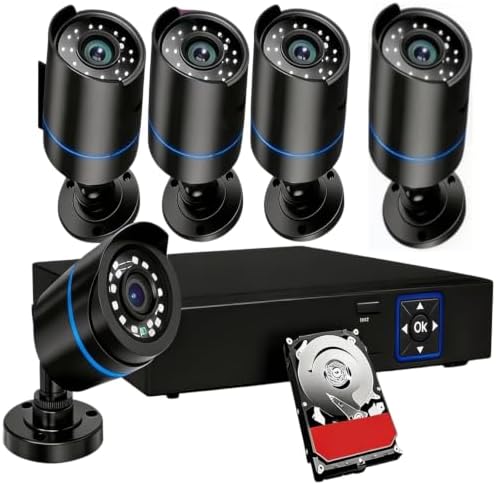 3000TVL Home Security System Surveillance DVR Camera Kits, 4pcs Wired 5MP PoE IP Night Vision Cameras Set with AI Motion Person Vehicle Detection, 4K NVR with 512GB Hard Drive for 24-7 Recording by Unknown