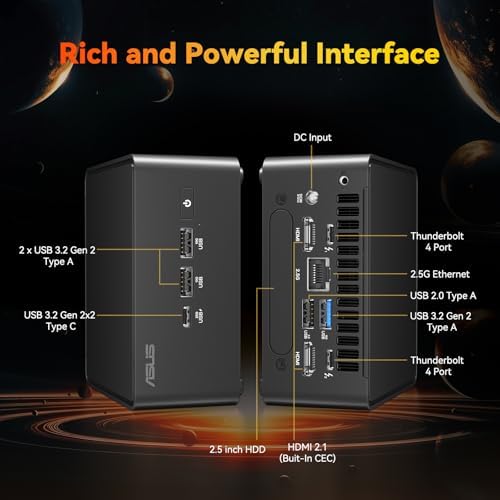 NUC 14 Pro AI Mini Pc, Ultra 7 155H (16C/22T, Up to 4.8GHz) Mini Desktop, 32GB DDR5 RAM 1TB PCIe 4 SSD Mini Computer, Intel Arc Gpu/AI GC/AI Boost/AI Ready/Type C 3.2/8K/HDR/My ASUS/BT5.3/WiFi 6E - Image 5