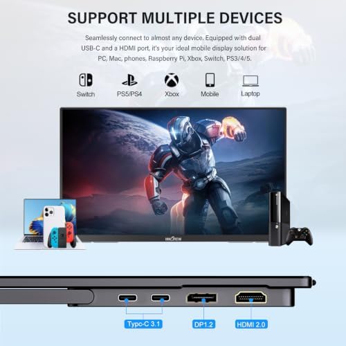 InnoView Large Portable Monitor 23.8inch FHD 1080P 100Hz USB-C,HDMI,DP Computer Display 100% sRGB 1500:1 Contrast Ratio IPS W/180°Adjustable DC Eyes Care Stand for Laptop PC MAC Phone PS4 Xbox Switch - Image 5
