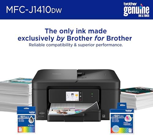 Brother Work Smart 1410 Wireless Color Inkjet All-in-One Printer with 2.7” Touchscreen and Automatic Duplex Printing | Includes Refresh Subscription Trial(1) (MFC-J1410DW) - Image 4