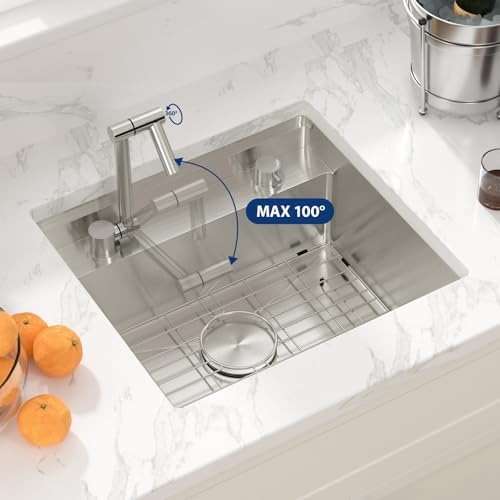 Sarlai Outdoor Sink, 21x19 Inch Undermount Kitchen Sink Workstation with Foldable Faucet Bar Prep Single Bowl 16 Gauge Stainless Steel Sinks with Cover,BBQ Sinks Outside with Cover - Image 4