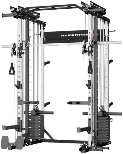 Major Fitness Drone MAX V Smith Machine with Weight Stacks, All-in-One Home Gym Squat Rack--2500LB Capacity, Dual LAT Pull-Down Systems & Cable Crossover Machine, Heavy-Duty Full-Body Workout Machine by MAJORFITNESS