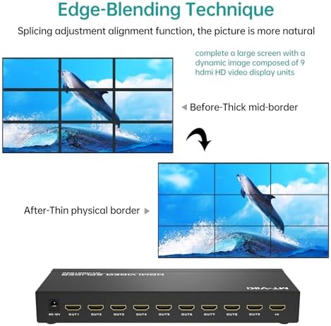 MT-VIKI Video Wall Controller 3x3, HDMI Video Wall Support UHD 4K Input & 1080P Output for 9 TV Splicing Display, 9 Channel Video Wall Processor - Image 5