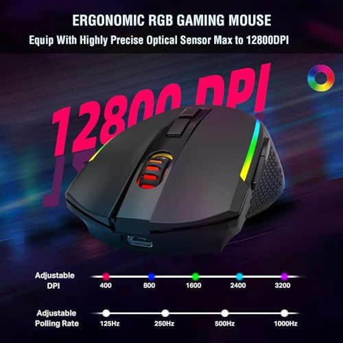 Redragon S162 3-Mode Wilreess Gaming Keyboard & Mouse Combo, 99 Keys K744 RGB GamingKeyboard and 8000 DPI M693 Gaming Mouse Bundle - Image 5