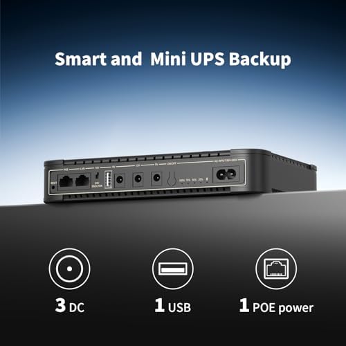 PECRON UPS Uninterruptible Power Supply, 76.96Wh Mini UPS with 5V/9V/12V DC5521 Port and 13W USB-A, Backup Battery for WiFi Router/Modem/Security Camera/Phone - Image 2