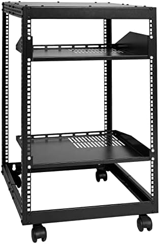 VEVOR 15U Open Frame Server Rack, 23''-40'' Adjustable Depth, Free Standing or Wall Mount Network Server Rack, 4 Post AV Rack with Casters, Holds All Your Networking IT Equipment AV Gear Router Modem by VEVOR