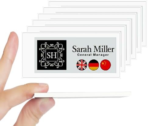 [Santek] EZ Sign NFC E-Paper Display – No Battery, Ultra-Thin 0.13”, Rewritable 4-Color Digital Display, App-Controlled (iOS/Android/PC), IP65 (White, 2.9" 6pcs, No Stand and Clip Included) by Santek