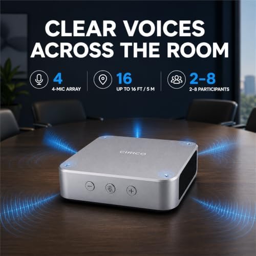 Conference Speakerphone, 4-Mic 360° Pickup, Bluetooth 5.3 & USB - Image 2