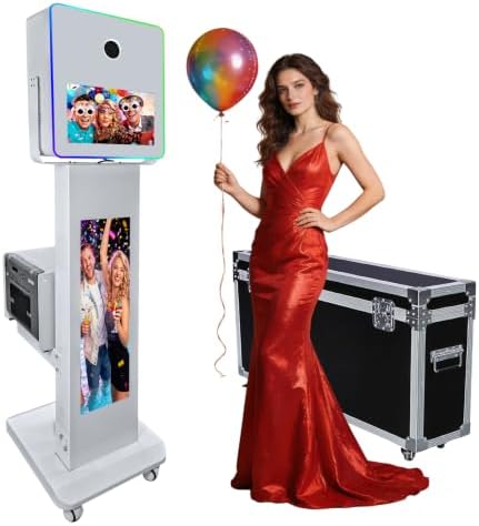 Portable DSLR Photo Booth Machine with 15.6" Touch Screen, Photo Booth with 29" LCD Display, Ring Light, Software, Mini PC,Flight Case for Event Rental Wedding Party (Photo Booth Machine) by JIAQINMOTD