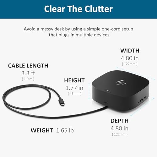 HP Docking Station for Laptop Dual Monitor and Charging Bundle - HP USB-C G5 Dock with 120W AC Adapter, HDMI & DP Cable & USB-C Cable - Image 6