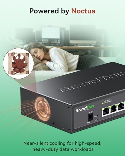 5-Port 10G Managed Switch, Powered by Noctua Silent Fan, Metal Housing - Image 3