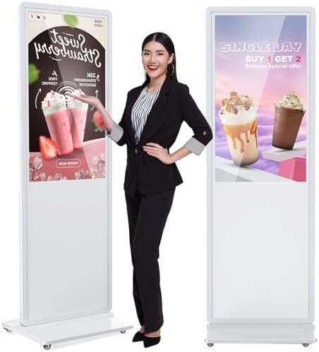 43 inch Indoor Digital Signage Touchscreen IPS Floor Standing Digital Kiosks Interactive Displays with WiFi HDMI/USB Input Auto AD Player, Android OS White by Homepage