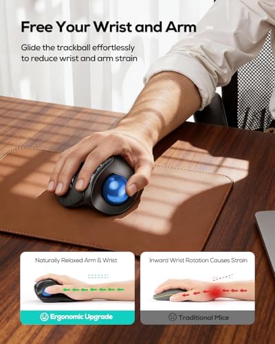 Nulea Wireless Ergonomic Vertical Trackball Mouse Thumb Control - Image 5