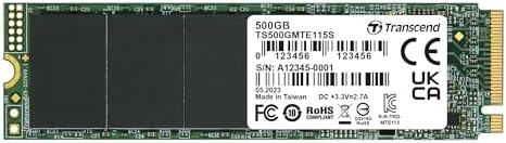 Transcend 500GB MTE115S PCIe 3.0 M.2 2280 SSD, 3000MB/s, Low Power by Transcend