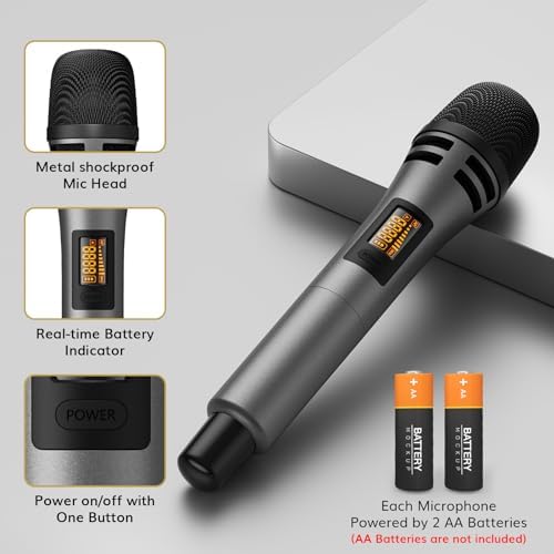 TONOR Wireless Microphones System, Handheld Microfono Inalambrico, Gray - Image 5