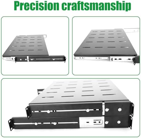 GlobalRack 1U Sliding Shelf,14-22" Adjustable, Double-Sided, Soft-Close - Image 4
