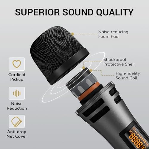 TONOR Wireless Microphones System with 8x12 Channels Cordless Handheld Microfono Inalambrico, 90 m/295FT UHF Range, Mics with Stable Signal, Quick Mute for Karaoke Singing Party Church Wedding - Image 3