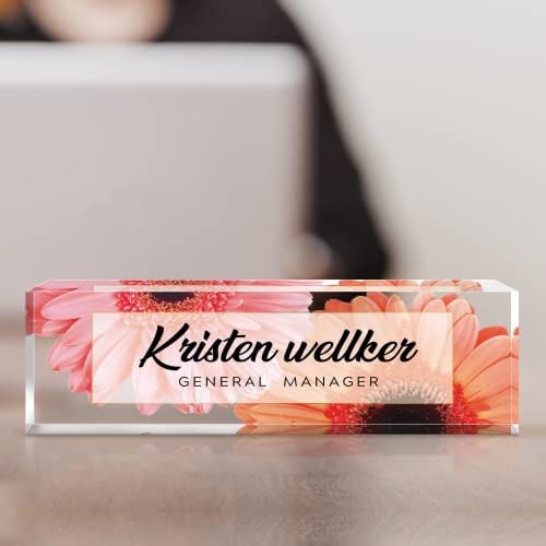 Personalized Office Name Plate for Desk, Custom Employee Appreciation Gifts, Acrylic Desk Name Plate Funny, Desk Decorations Gift, Acrylic Desk Ornaments (Style-Daisy) - Image 7