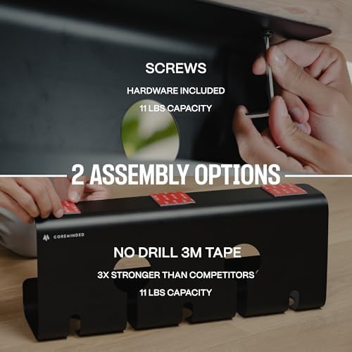 COREMINDED No-Drill Under Desk Cable Management Tray, 2-Pack, Medium - Image 3