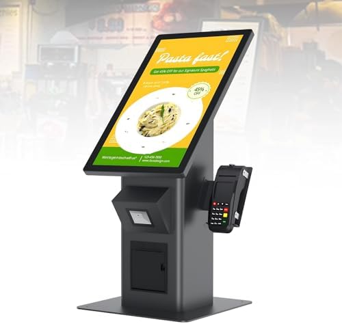 Desktop Ordering Kiosk 21.5" Self Ordering Kiosk with with POS Mounting Bracket, Multi-Point Touch Operation, Thermal Printer, Digital Signage Display for Restaurants by Unknown