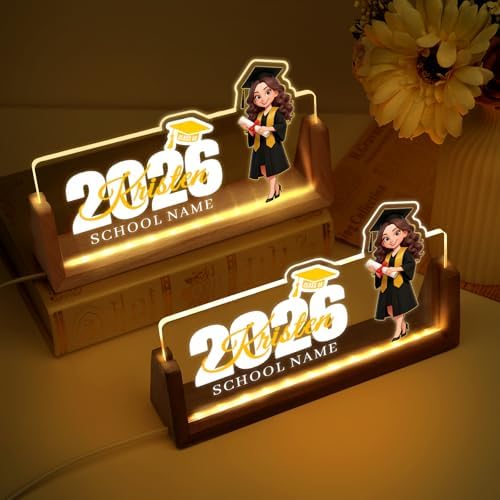 Custom Name Plate for Desk, Personalized Light Up Acrylic Desk Name Plate, Personalized Graduation Gifts 2026 for Him Her, Class of 2026 Graduate Gift, High School College Grad Gift (Graduation Girl) - Image 6