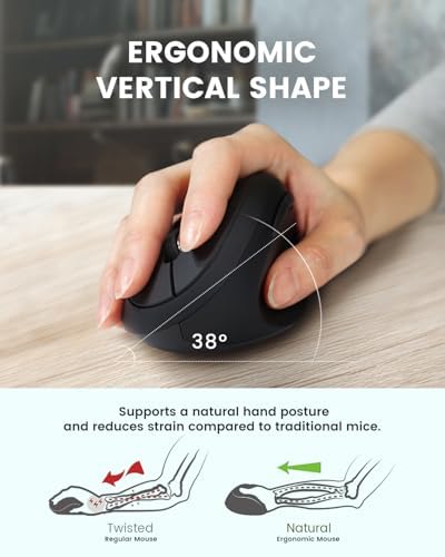 Perixx PERIMICE-719RX Wireless 2.4G Rechargeable Ergonomic Mouse - Duo Wired and Cordless Charging Feature - Wireless Charger Included - Black - Image 2