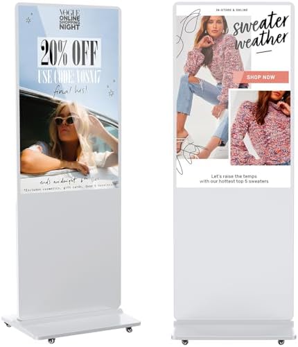 49 inch Indoor Digital Signage LCD Screen IPS Floor Standing Digital Kiosks Interactive Displays with WiFi HDMI/USB Input Auto AD Player, Android OS White by Homepage