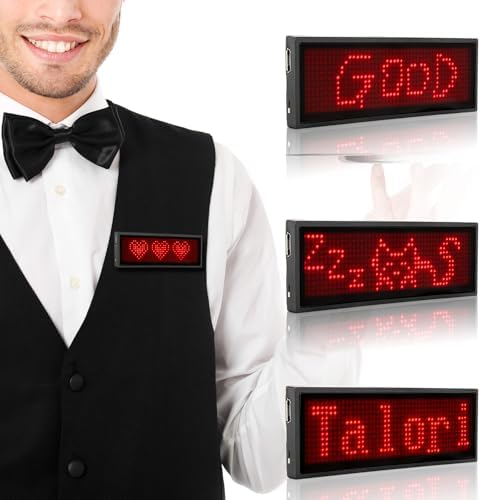 Bluetooth Led Name Badge, Wireless Rechargeable LED Tag Scrolling Message Badge Smartphone Programmable Business Badges with Magnet and Pin (Red) - Image 6