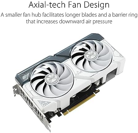 ASUS Dual GeForce RTX 4060 OC White Edition 8GB GDDR6 (PCIe 4.0, 8GB GDDR6, DLSS 3, HDMI 2.1a, DisplayPort 1.4a, 2.5-Slot Design, Axial-tech Fan Design, 0dB Technology), 3 Year Warranty - Image 5