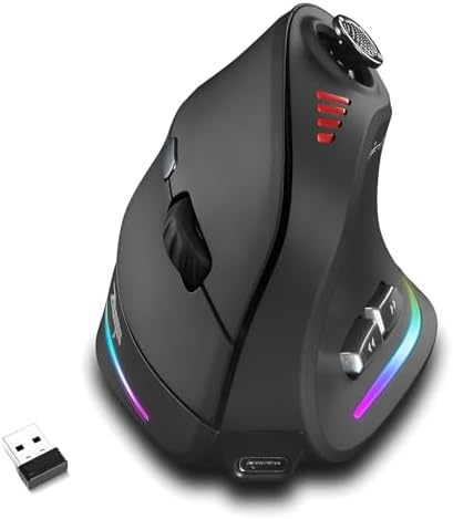 Gaming Mouse with 5 D Rocker, Wireless Vertical Mouse with [24000 DPI] [12 Programmable Buttons], Computer Mouse for Gamer/PC/E-Sports/Laptop (Black) by ATTOE