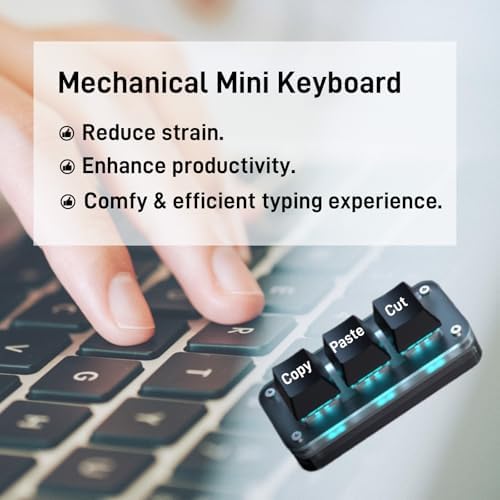 Copy Keyboard, Cut Copy Paste Keypad, One Handed Macro Keypad, Programmable Mechanical Keyboard for Working and Gaming, Shortcut Keyboard for PC, MAC, Laptop (Black) - Image 5