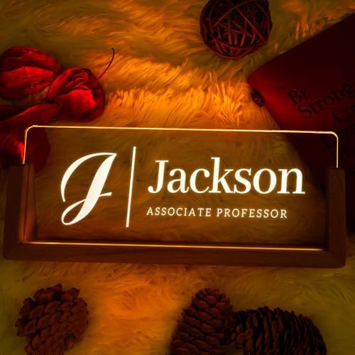 Custom Light Up Name Plate for Desk, Desk Name Plate Personalized with Logo, Employee Appreciation Gift, Personalized Office Gifts for Boss Coworkers Teacher, Office Decor for Women Men (Initials Style) - Image 4