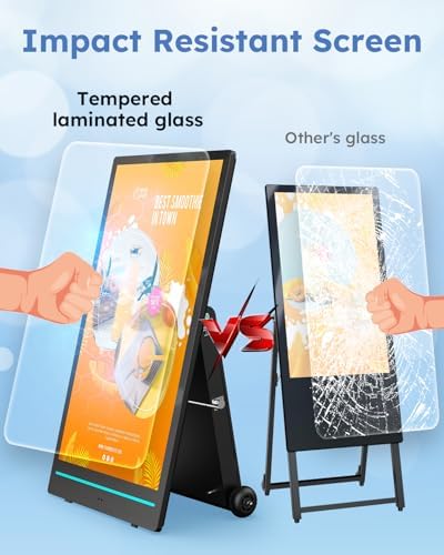 55 inch Outdoor Mobile Digital Signage Display, LCD IP65 Waterproof Advertising Display Kiosk with Rechargeable Battery, Brightness Auto-Adjustment and Impact Resistant Screen - Image 5