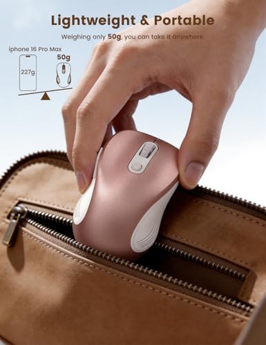 WisFox 2.4GHz Wireless Mouse for Laptop, Ergonomic 6-Button, Rose Gold - Image 6