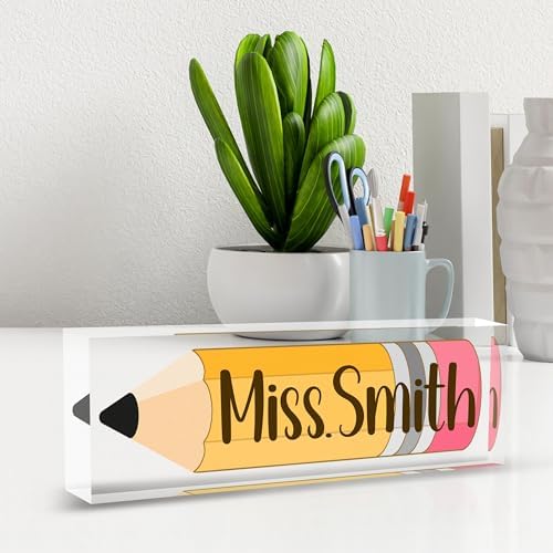 Teacher Name Plate for Desk, Acrylic Desk Name Plate Personalized Office Desk Decor, Teacher Appreciation Gifts Beast Teacher Gifts - Image 6