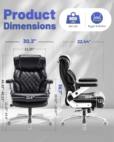 800LBS Big and Tall Office Chair for Heavy People, Heavy Duty Executive Chair with High Back, Extra Wide Seat and Adjustable Lumbar, Large Computer Desk Chair Comfortable for Home Office - Image 2