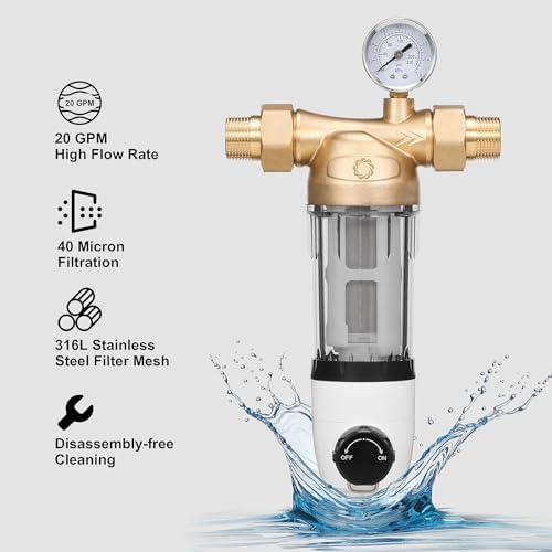 Airthereal Spin Down Water Sediment Filter, Pre-Filtration System for Whole Home, Water Filter for City and Well Water, 40 Micron Reusable Sediment Backwash Filter with 1" MNPT + 3/4" FNPT Connector - Image 2