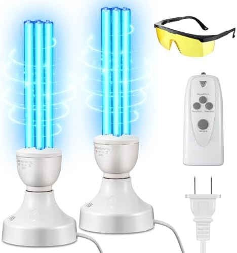 Qualirey 2Pack 25W Ozone UV Light with Remote Control, E27 Base and Glasses by Acomfortablehomestartshere