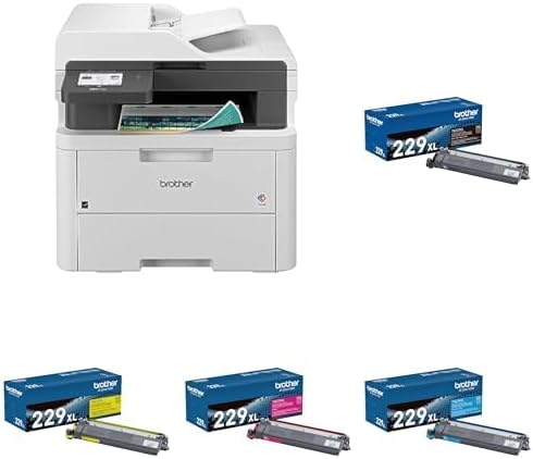 Brother MFCL3720CDW Printer and TN229XL Black and Colors (C, M, & Y) High Yield Toners by Unknown